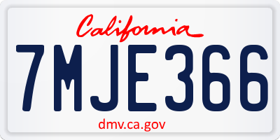 CA license plate 7MJE366