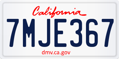 CA license plate 7MJE367