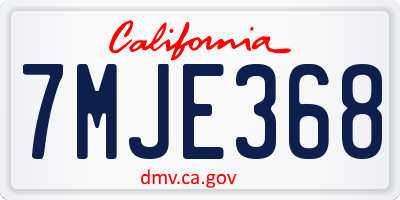 CA license plate 7MJE368