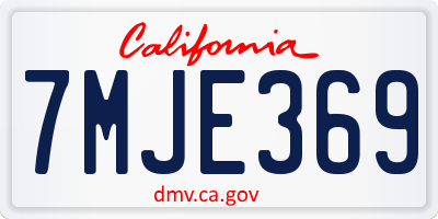 CA license plate 7MJE369