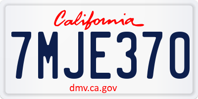 CA license plate 7MJE370