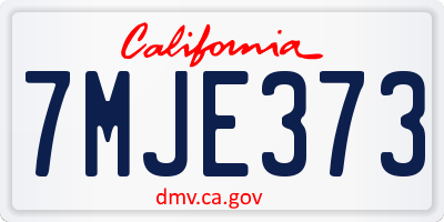 CA license plate 7MJE373