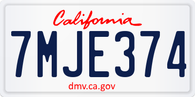 CA license plate 7MJE374