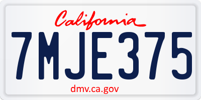 CA license plate 7MJE375