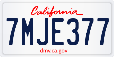 CA license plate 7MJE377