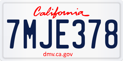 CA license plate 7MJE378