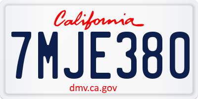 CA license plate 7MJE380