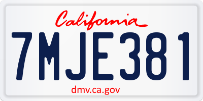 CA license plate 7MJE381