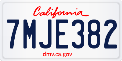 CA license plate 7MJE382