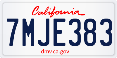 CA license plate 7MJE383