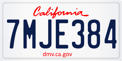 CA license plate 7MJE384