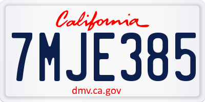 CA license plate 7MJE385