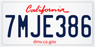 CA license plate 7MJE386