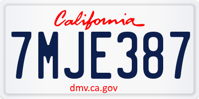 CA license plate 7MJE387