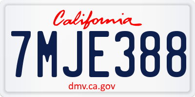 CA license plate 7MJE388