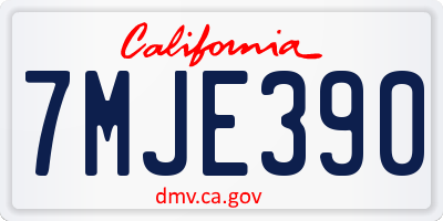 CA license plate 7MJE390