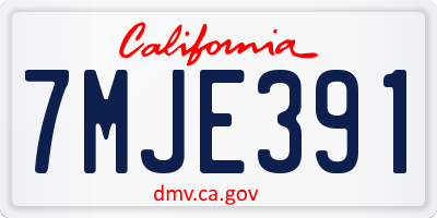 CA license plate 7MJE391