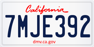 CA license plate 7MJE392
