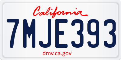 CA license plate 7MJE393