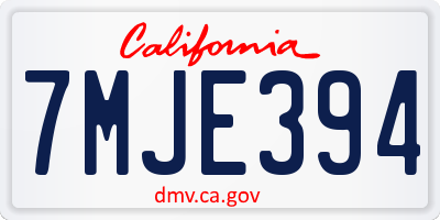 CA license plate 7MJE394