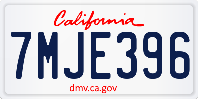 CA license plate 7MJE396