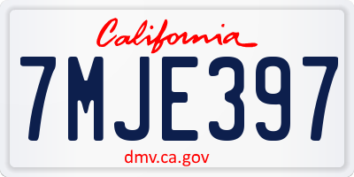 CA license plate 7MJE397