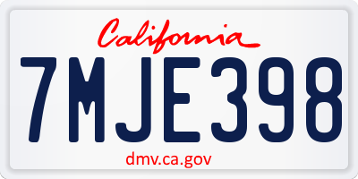 CA license plate 7MJE398