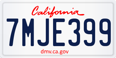 CA license plate 7MJE399