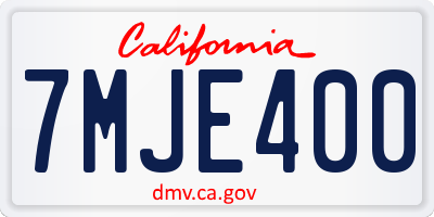 CA license plate 7MJE400