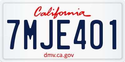 CA license plate 7MJE401