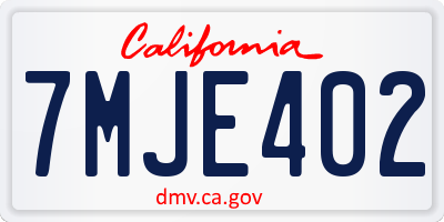 CA license plate 7MJE402