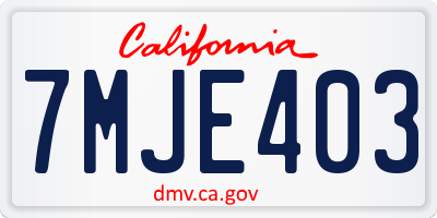 CA license plate 7MJE403