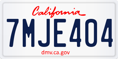 CA license plate 7MJE404