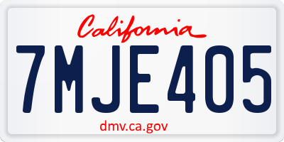 CA license plate 7MJE405