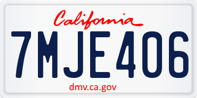 CA license plate 7MJE406