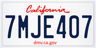 CA license plate 7MJE407