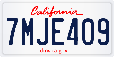 CA license plate 7MJE409