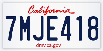 CA license plate 7MJE418