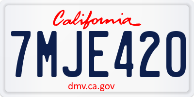 CA license plate 7MJE420