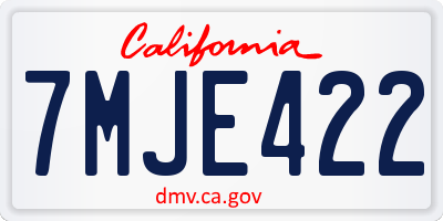 CA license plate 7MJE422