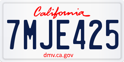 CA license plate 7MJE425