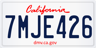 CA license plate 7MJE426
