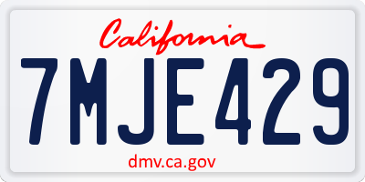 CA license plate 7MJE429
