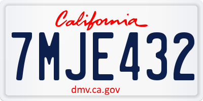 CA license plate 7MJE432