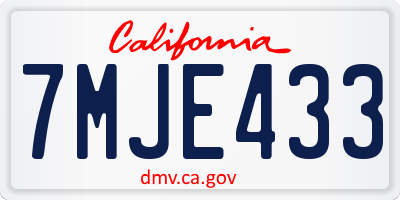 CA license plate 7MJE433