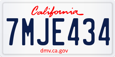 CA license plate 7MJE434