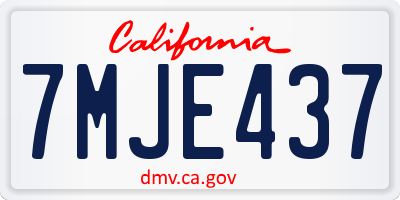 CA license plate 7MJE437