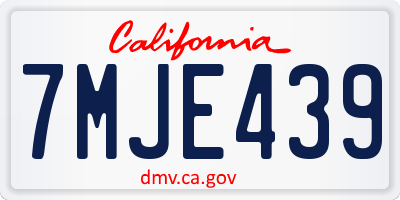 CA license plate 7MJE439