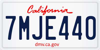 CA license plate 7MJE440