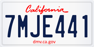CA license plate 7MJE441